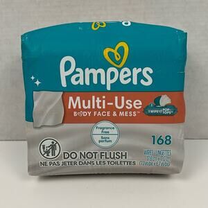 Pampers Baby Wipes Multi Use 3 Pop Top Pks 168 Ct Body Face & Mess No Fragrance